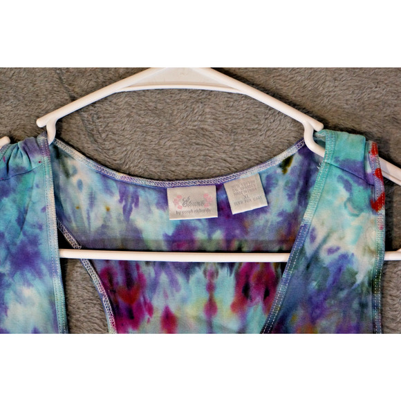 Etienne Racerback Tank XL Rainbow Burst Tie‑Dye Artisan Hand Dyed Cotton Blend - Picture 3 of 7